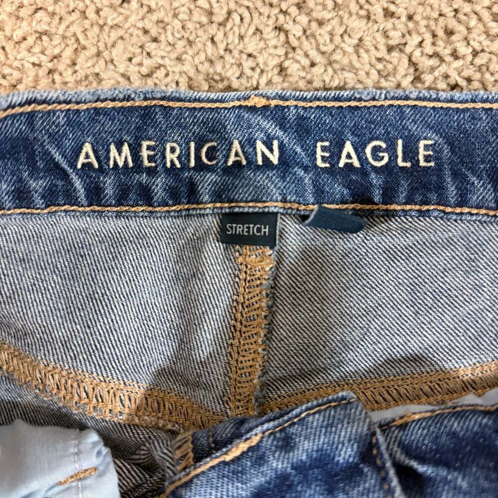 American Eagle Womens High Rise Stretch Jeans Size 6 Medium Wash Raw Hem - Picture 8 of 8